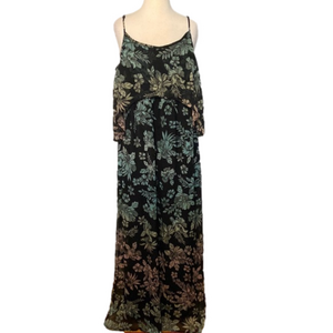 Jessica Simpson Maternity Dress Adjustable Spaghetti Straps Lined Maxi Blue XL